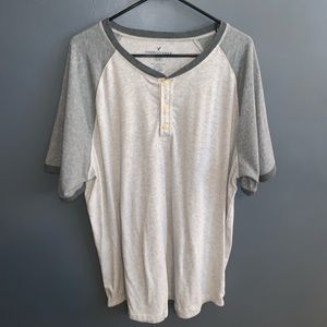 Short Sleeve Henley, Grey 3X